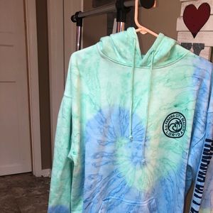 Tie dye green and blue hoodie